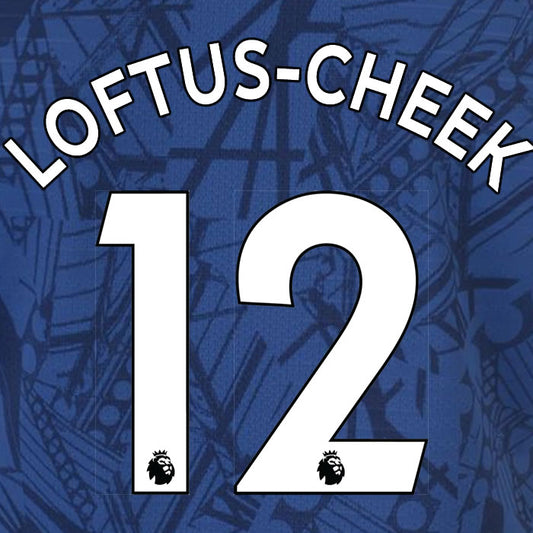 2019 2020 CHELSEA LOFTUS-CHEEK 12 WHITE HOME OFFICIAL PLAYER SIZE NAME SET