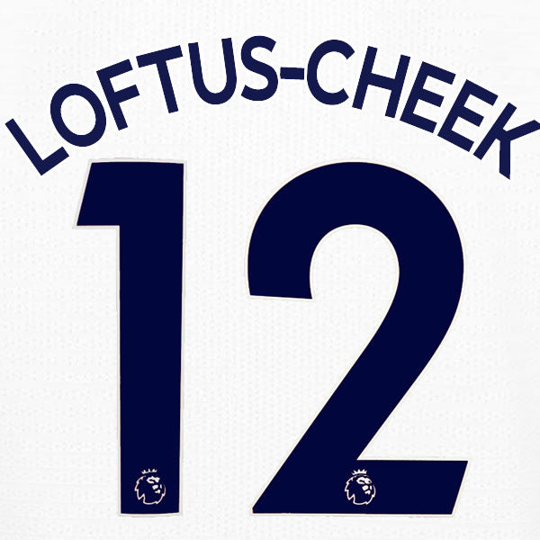 2019 2020 CHELSEA LOFTUS-CHEEK 12 WHITE AWAY OFFICIAL PLAYER SIZE NAME SET