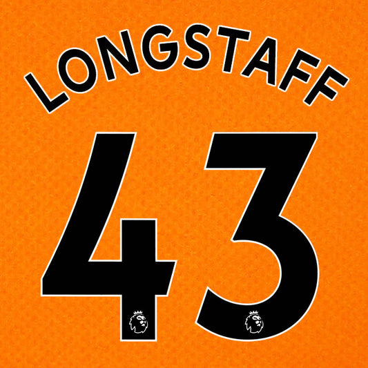 2019 2020 NEWCASTLE UNITED M. LONGSTAFF 43 WHITE 3RD OFFICIAL PLAYER SIZE NAME SET