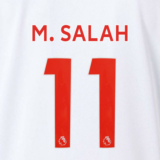 2019 2020 LIVERPOOL M. SALAH 11 WHITE 3RD OFFICIAL PLAYER SIZE NAME SET