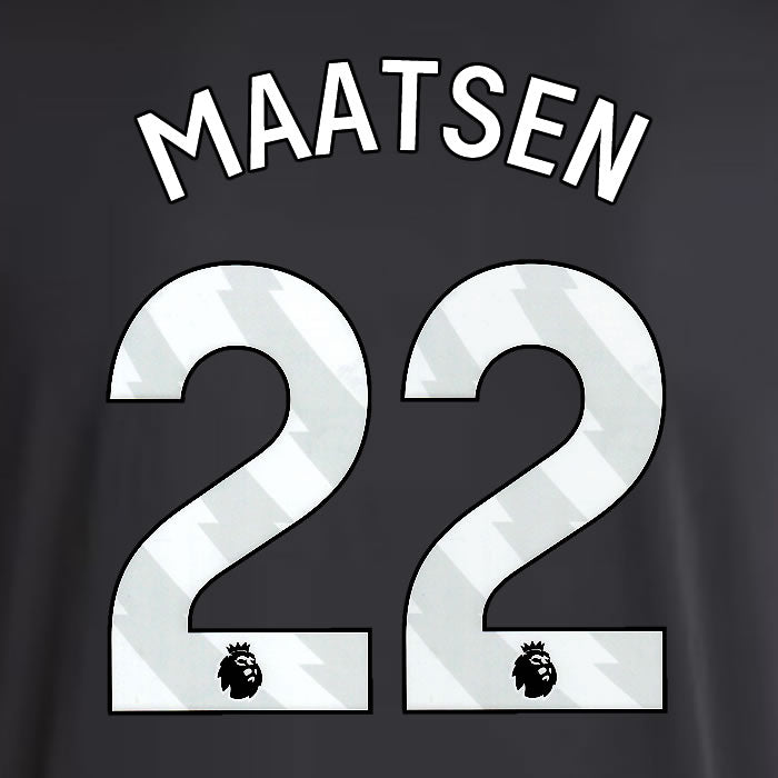 2025 2026 ASTON VILLA MAATSEN 22 OFFICIAL WHITE AWAY PLAYER SIZE NAMESET