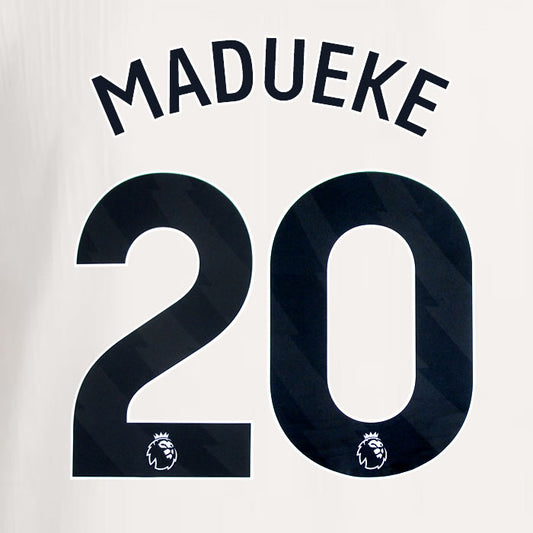 2025 2026 ARSENAL MADUEKE 20 BLACK 3RD OFFICIAL PLAYER SIZE NAMESET