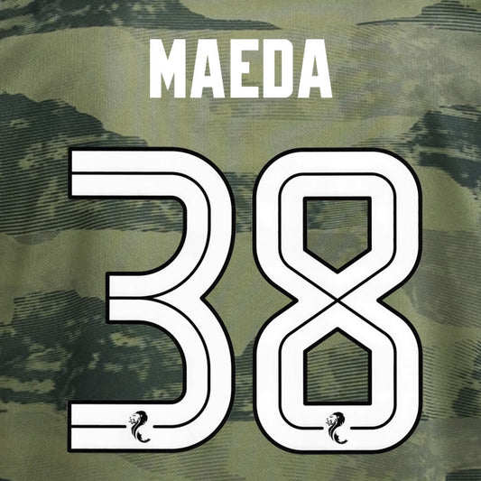 2024 2025 Celtic MAEDA 38 WHITE 3RD OFFICIAL PLAYER SIZE NAMESET