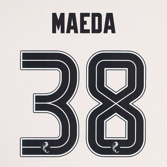 2025 2026 Celtic MAEDA 38 WHITE 3RD OFFICIAL PLAYER SIZE NAMESET