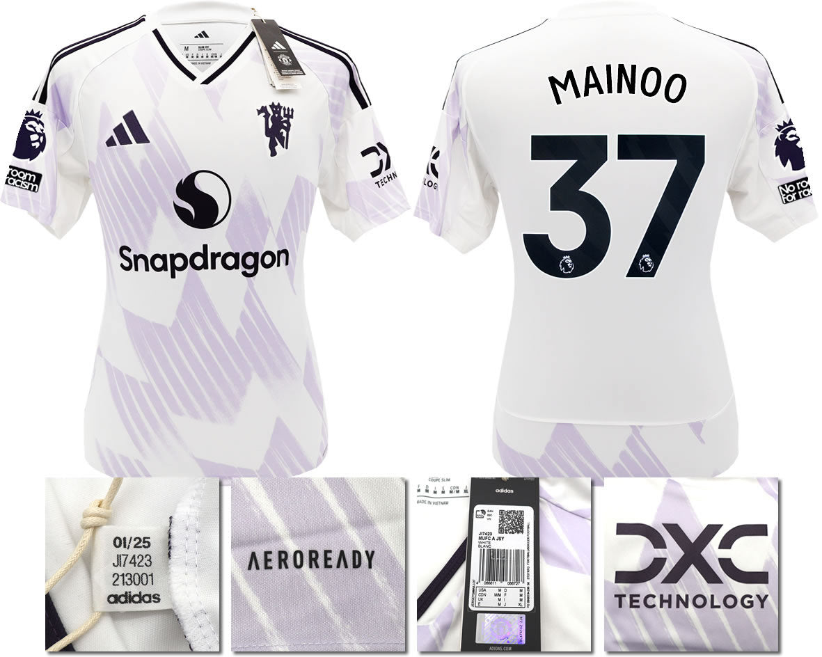 BNWT 2025 2026 MANCHESTER UNITED ADIDAS AWAY SHIRT MAINOO 37 MEN'S