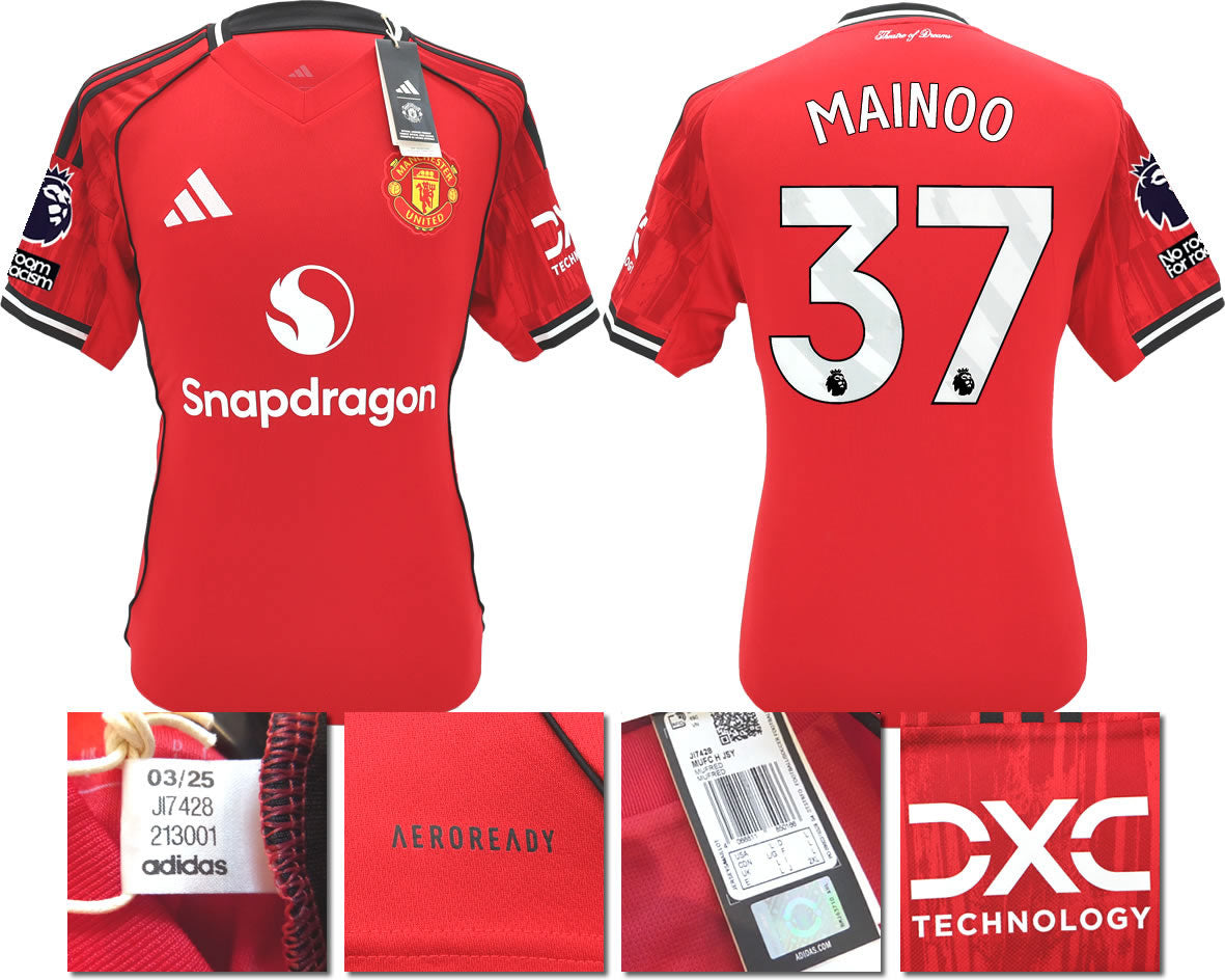 BNWT 2025 2026 MANCHESTER UNITED ADIDAS HOME SHIRT MAINOO 37