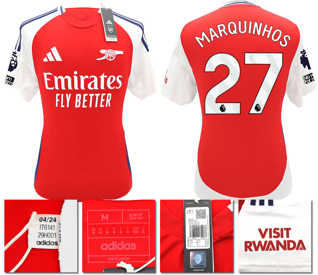BNWT 2024/2025 ARSENAL F.C. ADIDAS HOME SHIRT MARQUINHOS 27