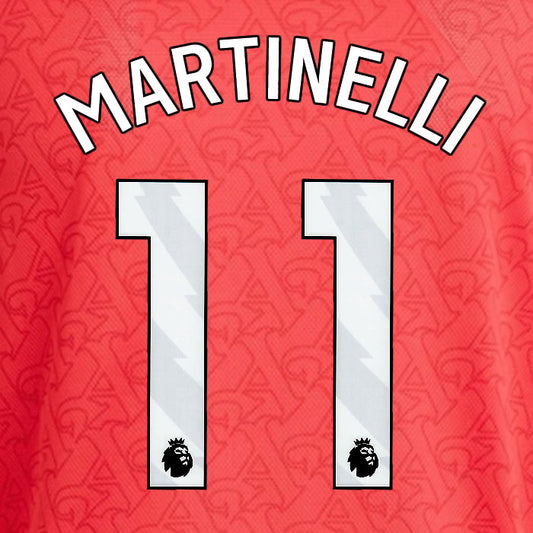 2025 2026 ARSENAL MARTINELLI 11 WHITE HOME OFFICIAL PLAYER SIZE NAMESET