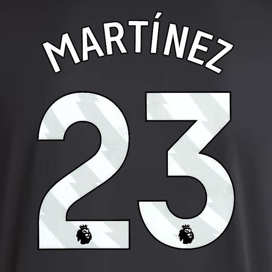 2025 2026 ASTON VILLA MARTINEZ 23 OFFICIAL WHITE AWAY PLAYER SIZE NAMESET