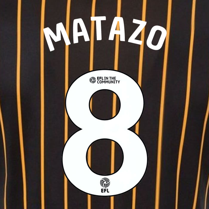 2025 2026 Hull City MATAZO 8 WHITE AWAY OFFICIAL PLAYER SIZE NAMESET