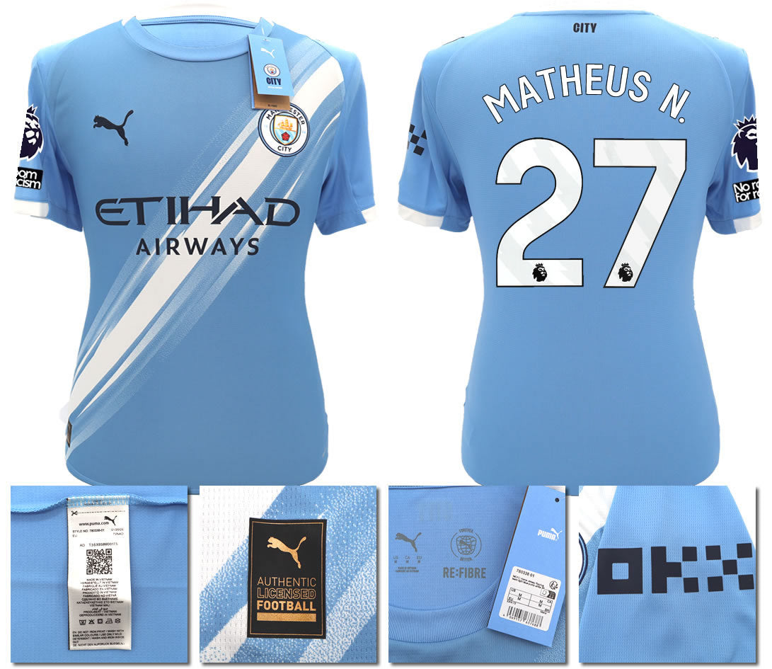 BNWT 2025 2026 MAN CITY PUMA HOME MATHEUS 27 FOOTBALL SHIRT