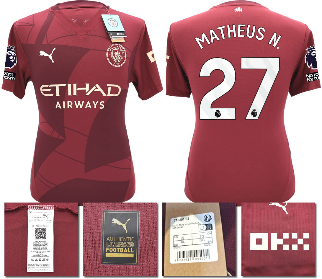 BNWT 2024 2025 MAN CITY PUMA THIRD MATHEUS N. 27 FOOTBALL SHIRT