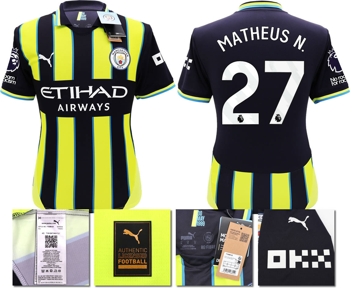 BNWT 2024 2025 MAN CITY PUMA AWAY MATHEUS N. 27 FOOTBALL SHIRT