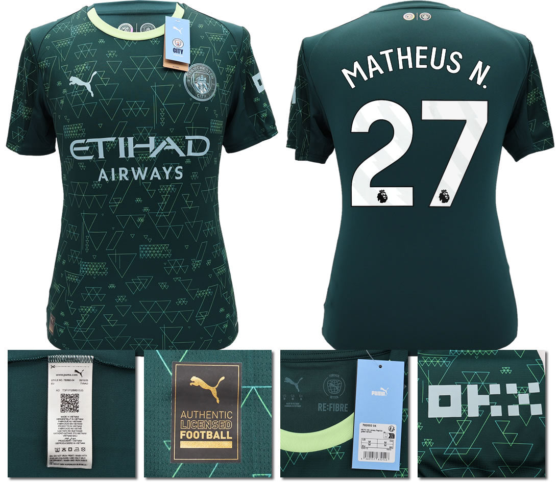 BNWT 2025 2026 MAN CITY PUMA 4TH MATHEUS 27 FOOTBALL SHIRT