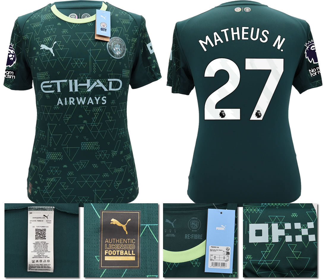 BNWT 2025 2026 MAN CITY PUMA 4TH MATHEUS 27 FOOTBALL SHIRT