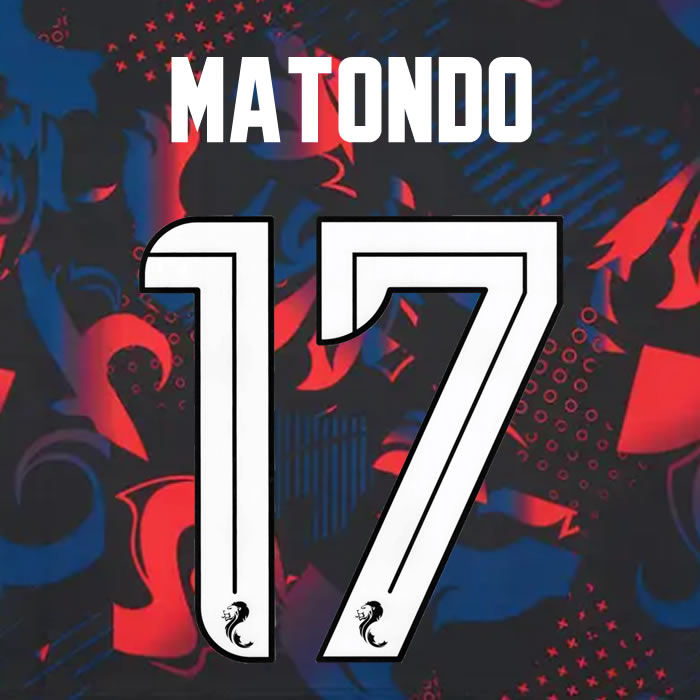 2024 2025 Rangers MATONDO 17 WHITE 3RD OFFICIAL PLAYER SIZE NAMESET