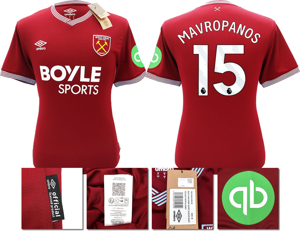 BNWT 2025 2026 WEST HAM HOME SHIRT MAVROPANOS 15 MEN'S