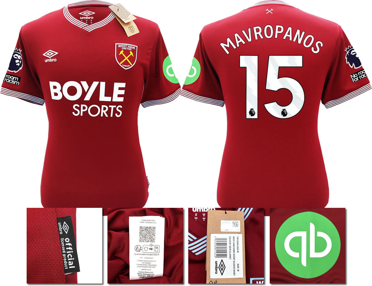 BNWT 2025 2026 WEST HAM HOME SHIRT MAVROPANOS 15 MEN'S