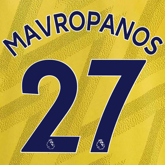 2019 2020 ARSENAL MAVROPANOS 27 WHITE AWAY OFFICIAL PLAYER SIZE NAME SET