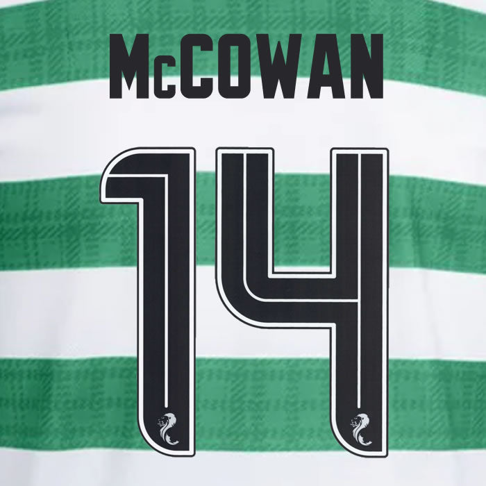2025 2026 Celtic McCOWAN 14 WHITE HOME OFFICIAL PLAYER SIZE NAMESET
