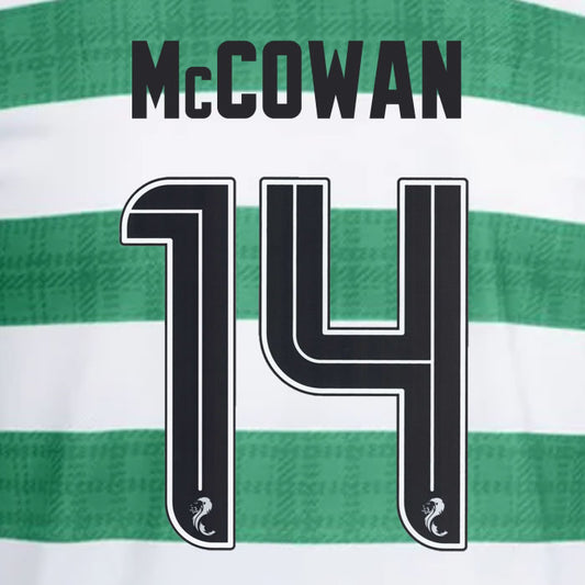 2025 2026 Celtic McCOWAN 14 WHITE HOME OFFICIAL PLAYER SIZE NAMESET