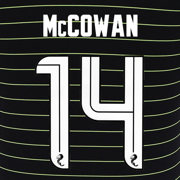2025 2026 Celtic McCOWAN 14 WHITE AWAY OFFICIAL PLAYER SIZE NAMESET