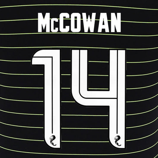 2025 2026 Celtic McCOWAN 14 WHITE AWAY OFFICIAL PLAYER SIZE NAMESET