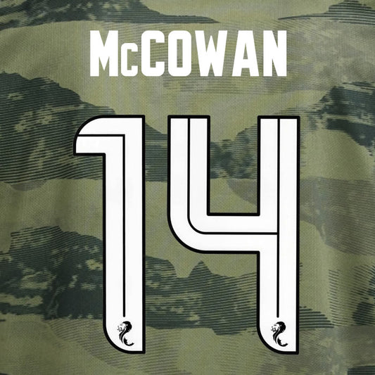 2024 2025 Celtic McCOWAN 14 WHITE 3RD OFFICIAL PLAYER SIZE NAMESET