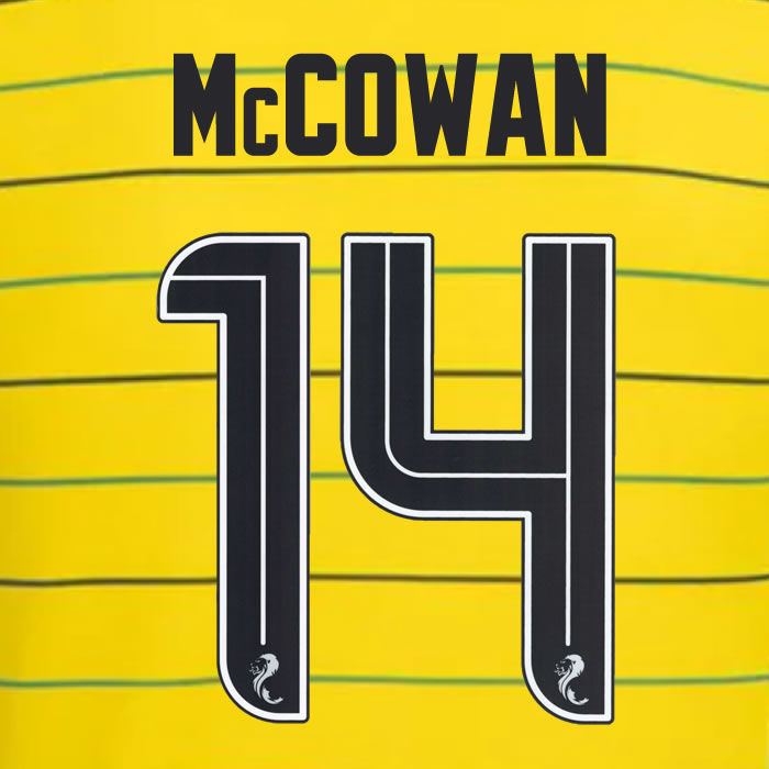 2024 2025 Celtic McCOWAN 14 WHITE AWAY OFFICIAL PLAYER SIZE NAMESET