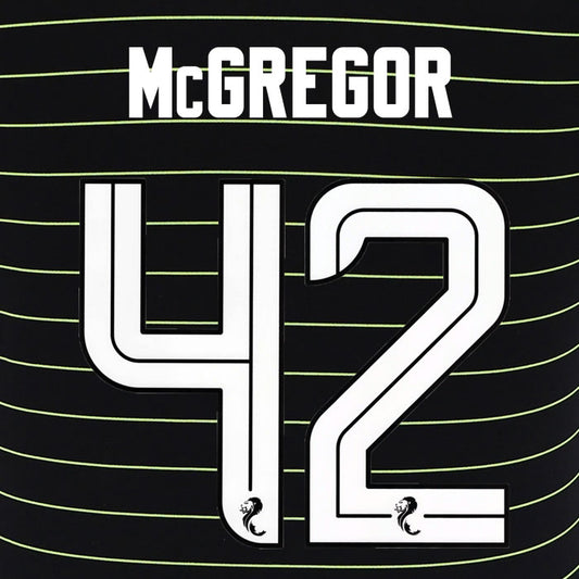 2025 2026 Celtic McGREGOR 42 WHITE AWAY OFFICIAL PLAYER SIZE NAMESET