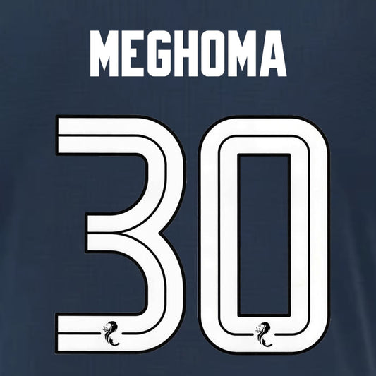 2025 2026 Rangers MEGHOMA 30 WHITE 3RD OFFICIAL PLAYER SIZE NAMESET