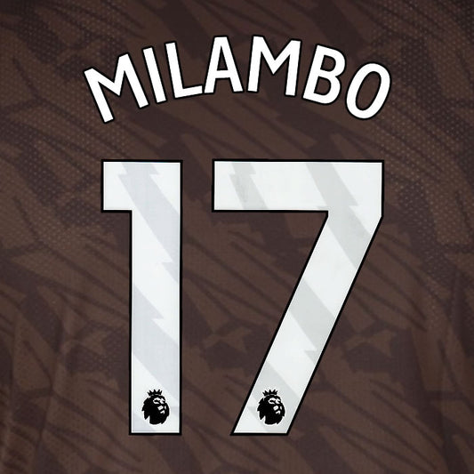 2025 2026 BRENTFORD MILAMBO 17 WHITE AWAY PLAYER SIZE NAME SET