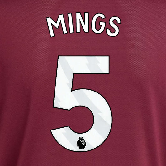 2025 2026 ASTON VILLA MINGS 5 OFFICIAL WHITE HOME PLAYER SIZE NAMESET
