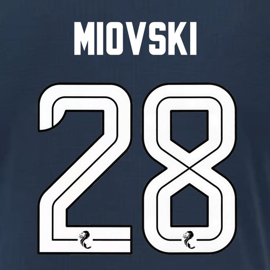 2025 2026 Rangers MIOVSKI 28 WHITE 3RD OFFICIAL PLAYER SIZE NAMESET