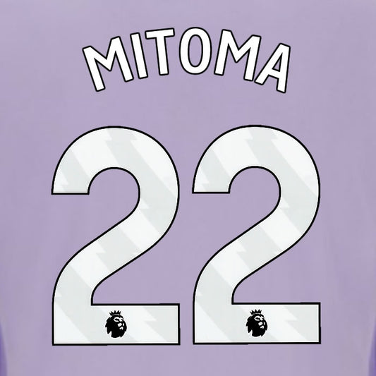 2025 2026 OFFICIAL BRIGHTON HOVE ALBION MITOMA 22 AWAY PLAYER SIZE NAME SET