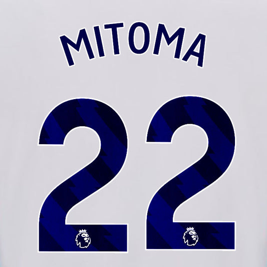 2025 2026 OFFICIAL BRIGHTON HOVE ALBION MITOMA 22 HOME PLAYER SIZE NAME SET