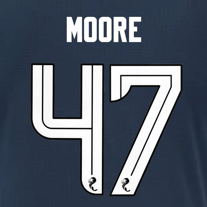 2025 2026 Rangers MOORE 47 WHITE 3RD OFFICIAL PLAYER SIZE NAMESET