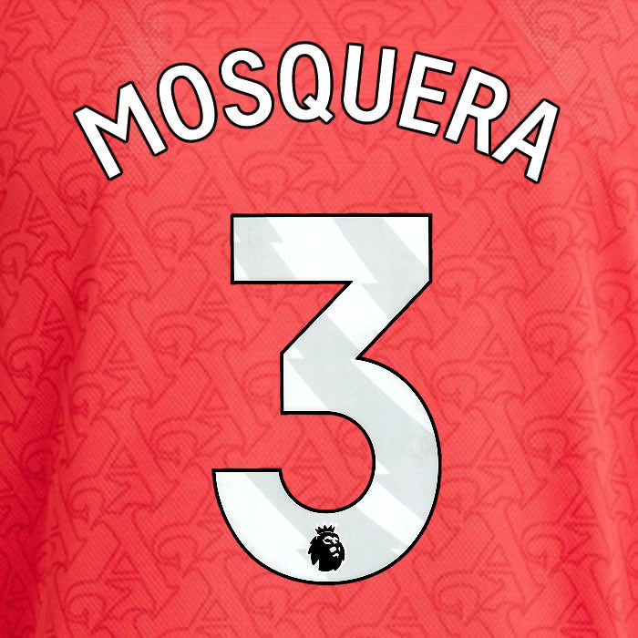 2025 2026 ARSENAL MOSQUERA 3 WHITE HOME OFFICIAL PLAYER SIZE NAMESET