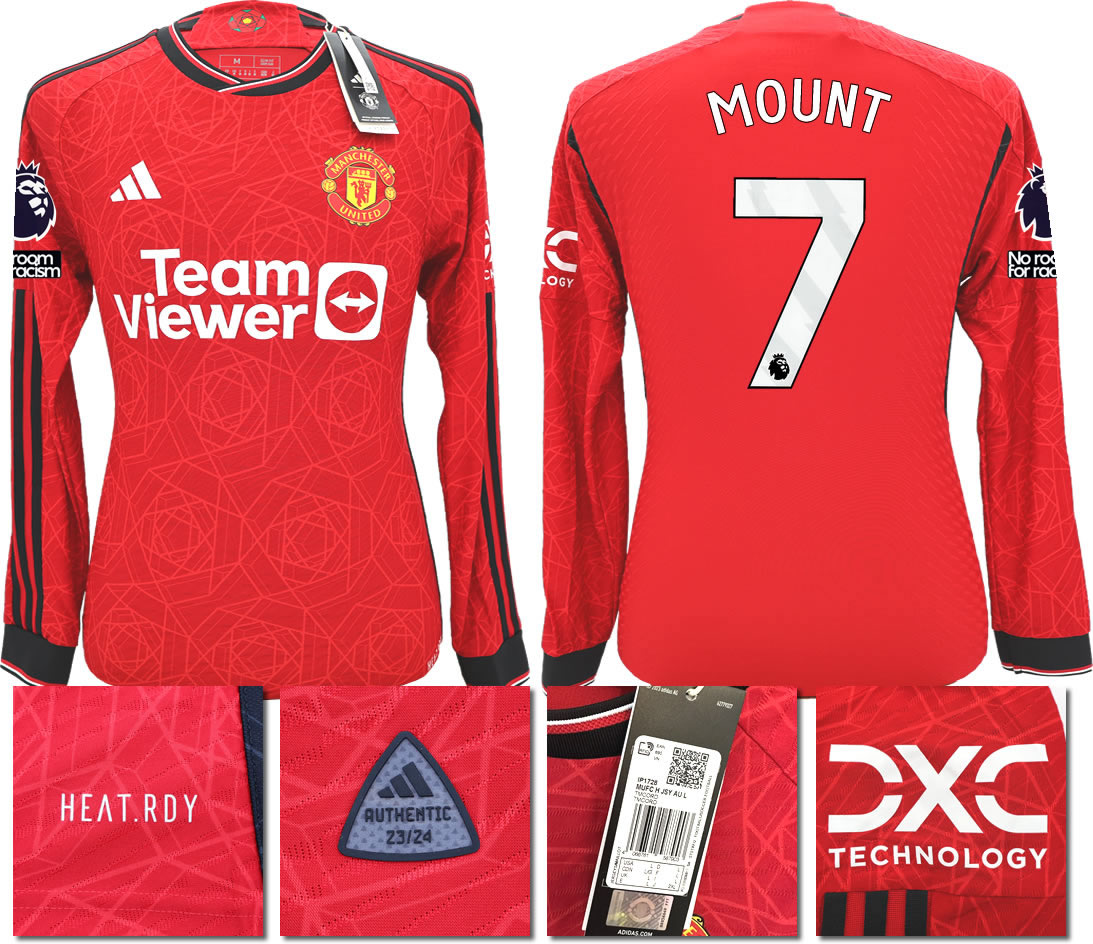 BNWT 23 24 AUTHENTIC MANCHESTER UNITED ADIDAS HOME SHIRT LS MOUNT 7