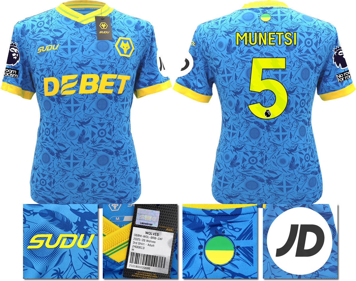 BNWT 2025/2026 WOLVERHAMPTON WANDERERS F.C.  SUDU THIRD SHIRT MUNETSI 5