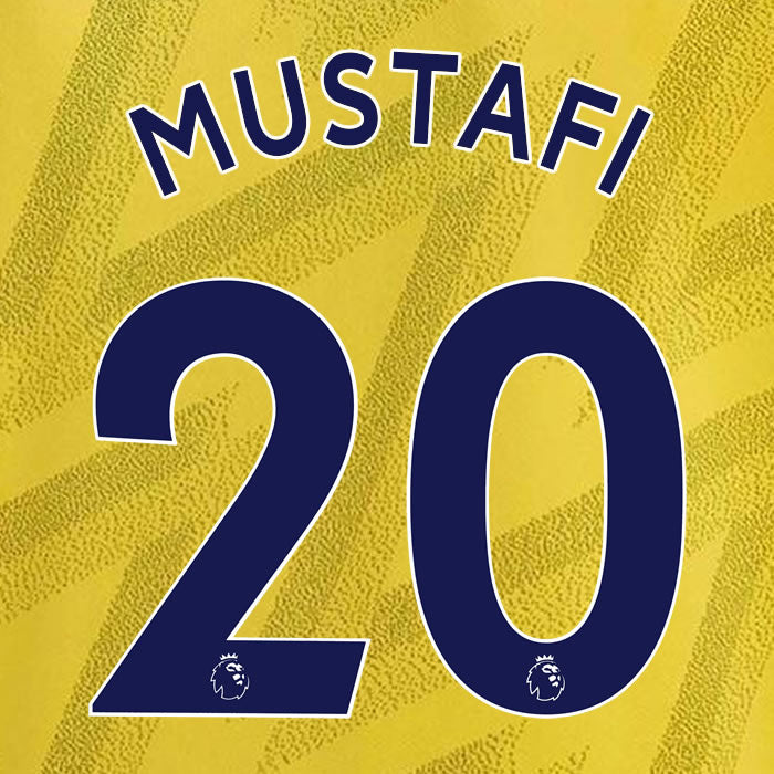 2019 2020 ARSENAL MUSTAFI 20 WHITE AWAY OFFICIAL PLAYER SIZE NAME SET