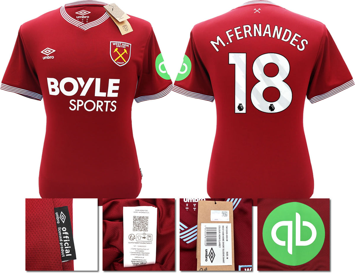 BNWT 2025 2026 WEST HAM HOME SHIRT FERNANDES 18 MEN'S