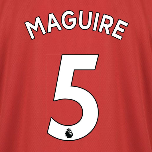 2019 2020 MANCHESTER UNITED MAGUIRE 5 WHITE HOME OFFICIAL PLAYER SIZE NAME SET