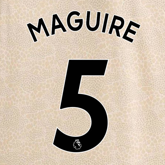 2019 2020 MANCHESTER UNITED MAGUIRE 5 WHITE AWAY OFFICIAL PLAYER SIZE NAME SET