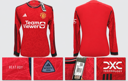 BNWT 23 24 AUTHENTIC MANCHESTER UNITED ADIDAS HOME SHIRT LS MAINOO 37