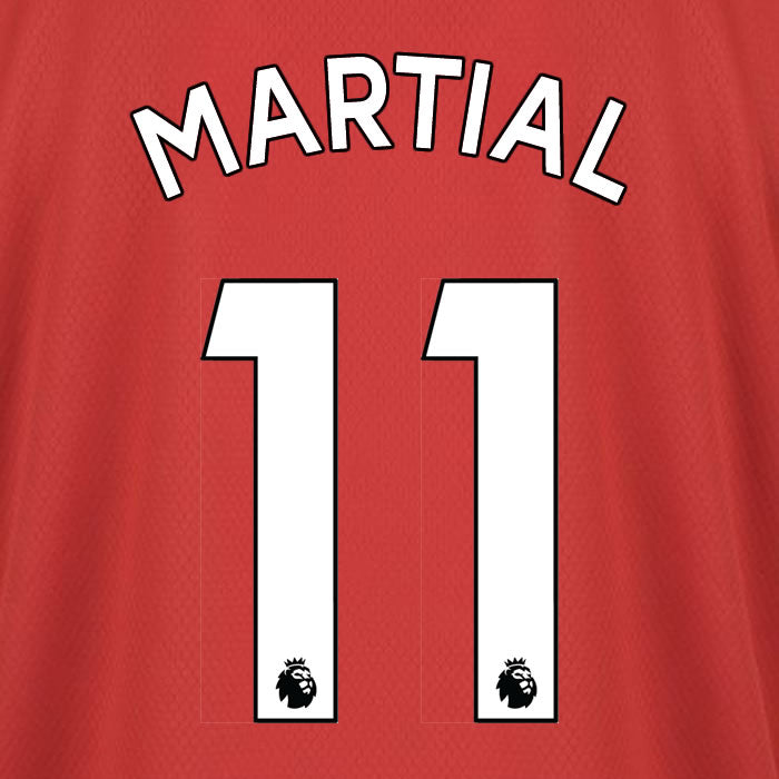 2019 2020 MANCHESTER UNITED MARTIAL 11 WHITE HOME OFFICIAL PLAYER SIZE NAME SET