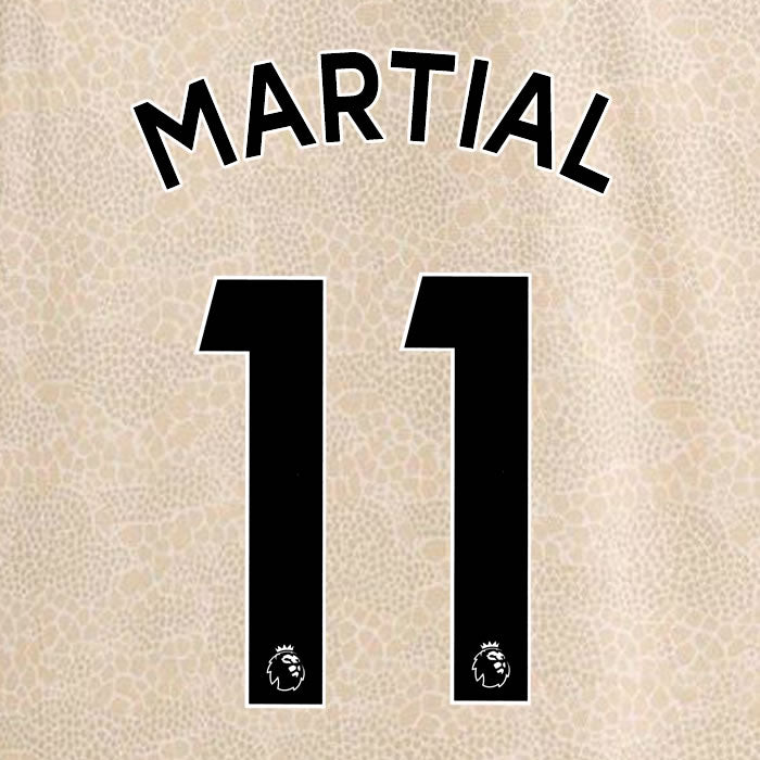 2019 2020 MANCHESTER UNITED MARTIAL 11 WHITE AWAY OFFICIAL PLAYER SIZE NAME SET