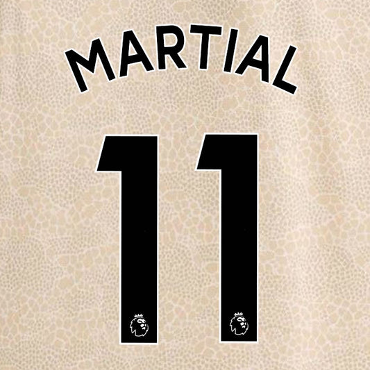 2019 2020 MANCHESTER UNITED MARTIAL 11 WHITE AWAY OFFICIAL PLAYER SIZE NAME SET