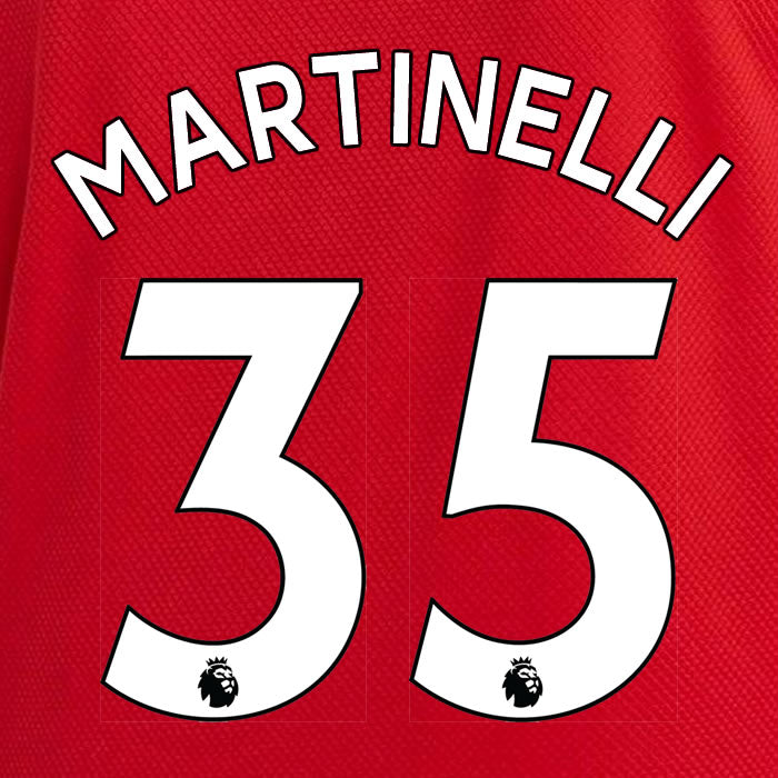 2019 2020 ARSENAL MARTINELLI 35 WHITE HOME OFFICIAL PLAYER SIZE NAME SET