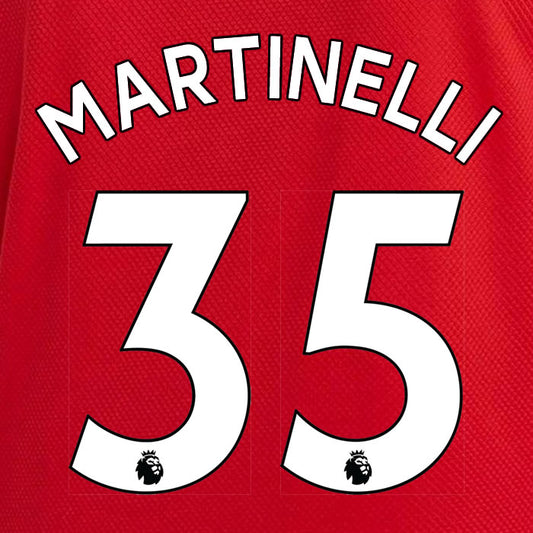 2019 2020 ARSENAL MARTINELLI 35 WHITE HOME OFFICIAL PLAYER SIZE NAME SET